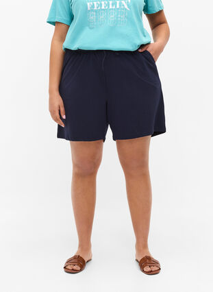 Shorts aus Baumwolle mit Taschen, Night Sky Solid, Model image number 1