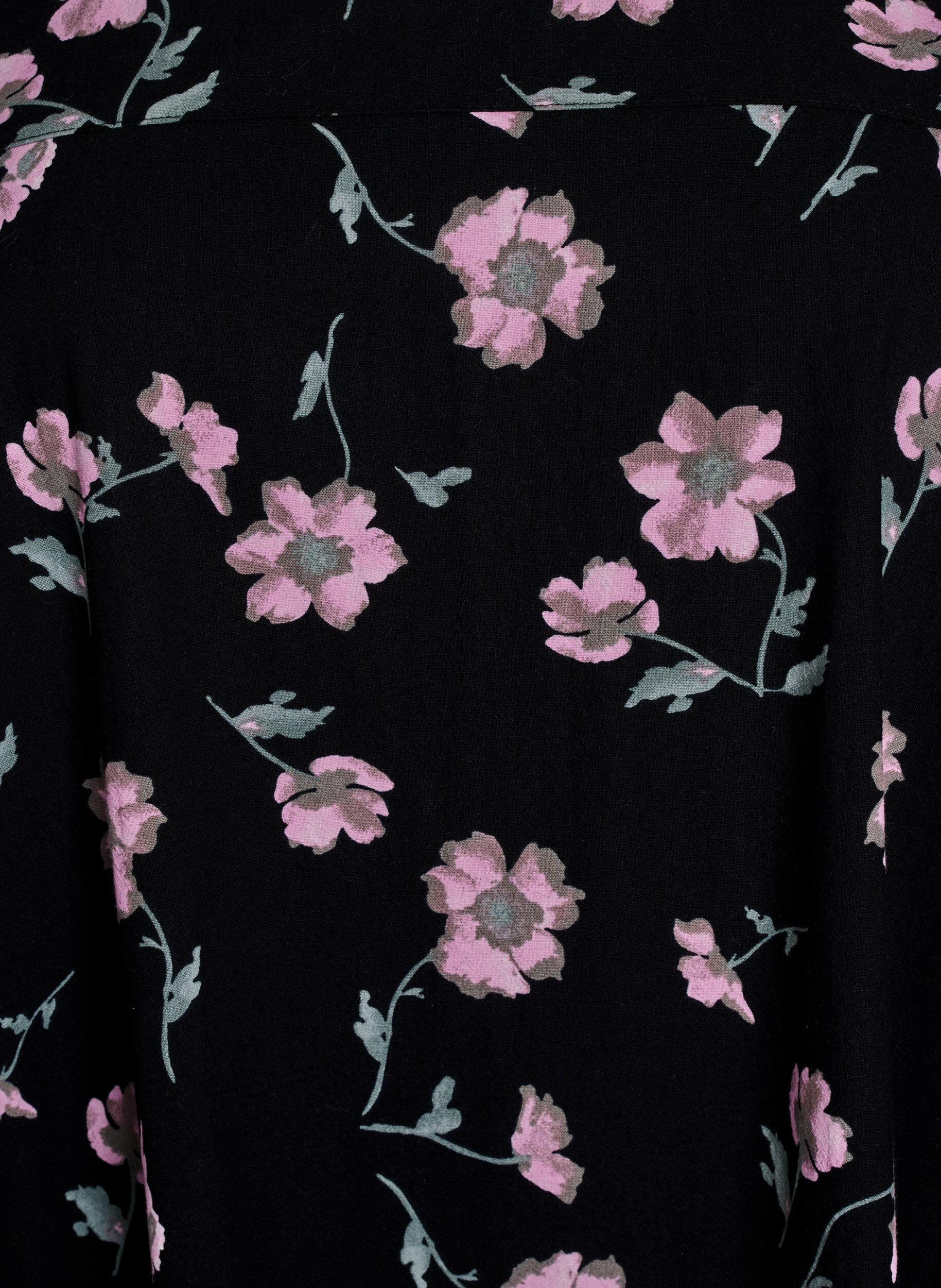 ZizziKurz&auml;rmliges Baumwollkleid mit Aufdruck, Schwarz, Packshot image number 2
