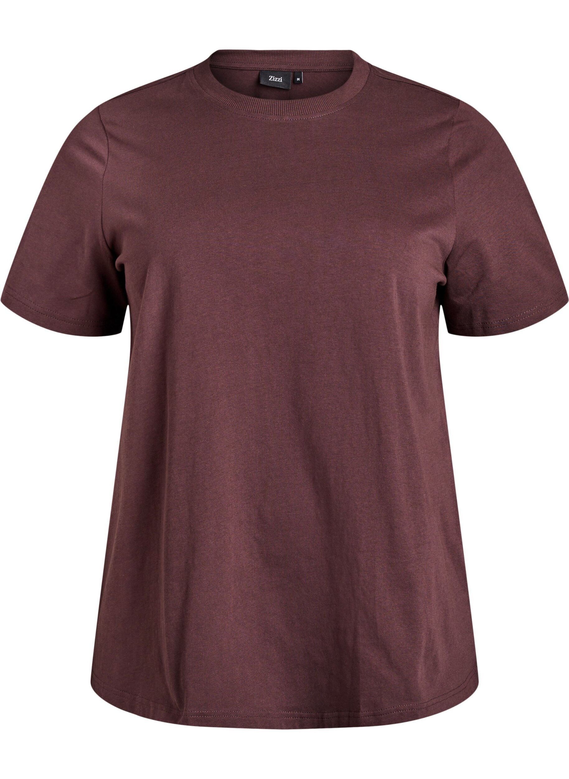 Zizzi Basic-T-Shirt aus Baumwolle mit Rundhalsausschnitt, Braun, Packshot image number 0
