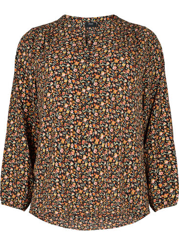 Langarm Bluse mit Print und V-Ausschnitt, Ditsy Floral, Packshot image number 0