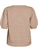Kurz&auml;rmelige Bluse aus Strick mit Pointelle-Muster, Beige, Packshot image number 1