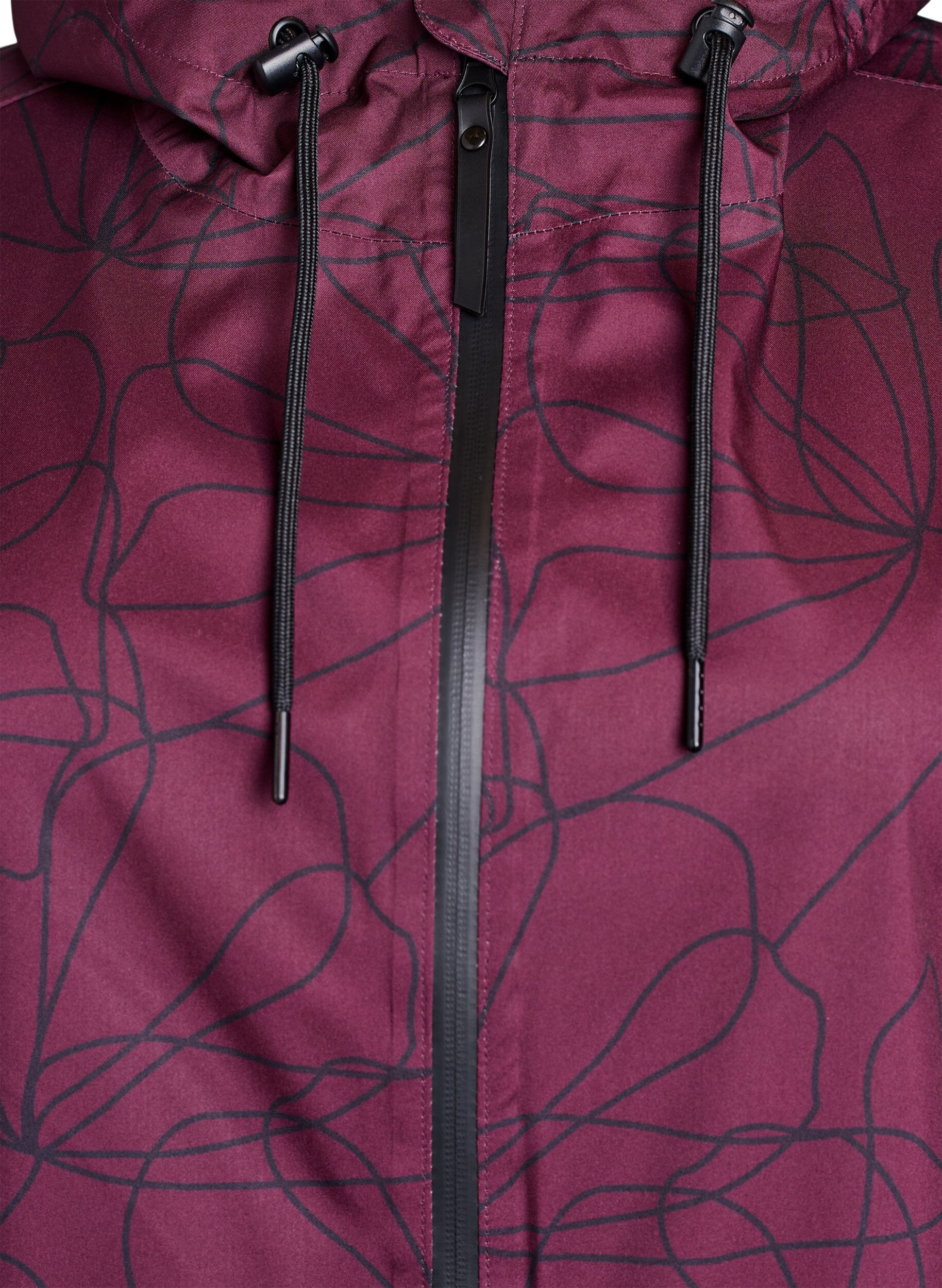 Zizzi Gemusterter Regenmantel, Dunkles Bordeaux, Packshot image number 2