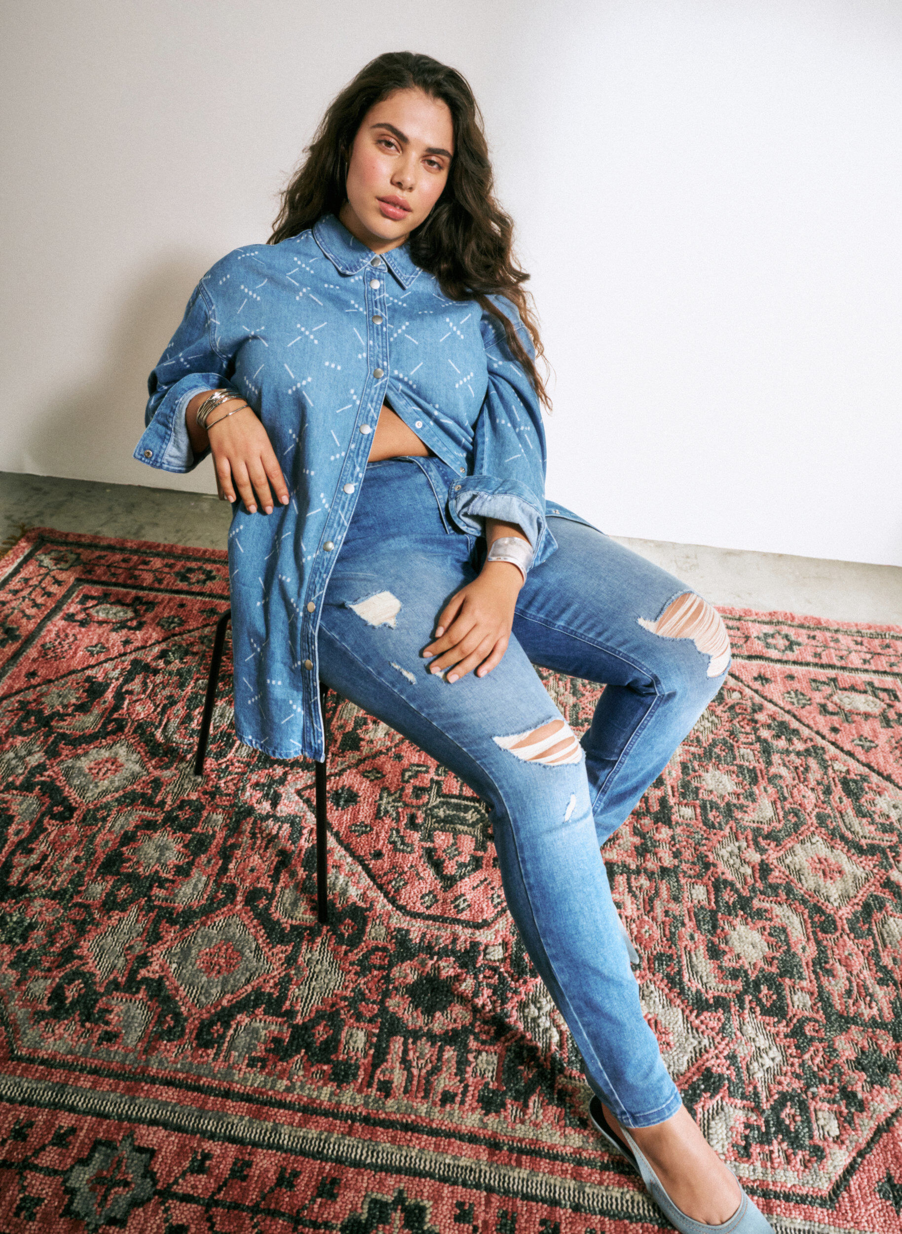 Zizzi Amy-Jeans mit superschmaler Passform und gerippten Details, Blau, Image image number 0