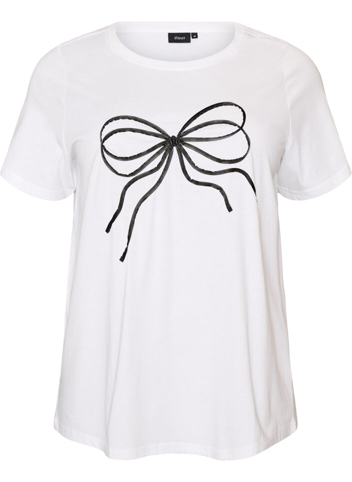 T-Shirt aus Bio-Baumwolle mit dekorativem Motiv, Wei&szlig;, Packshot image number 0