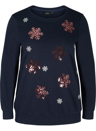 Weihnachts-Sweatshirt, Night Sky Snow, Packshot image number 0