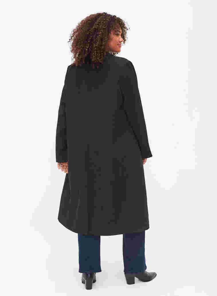 Langer Mantel mit Knopfverschluss, Black, Model image number 1