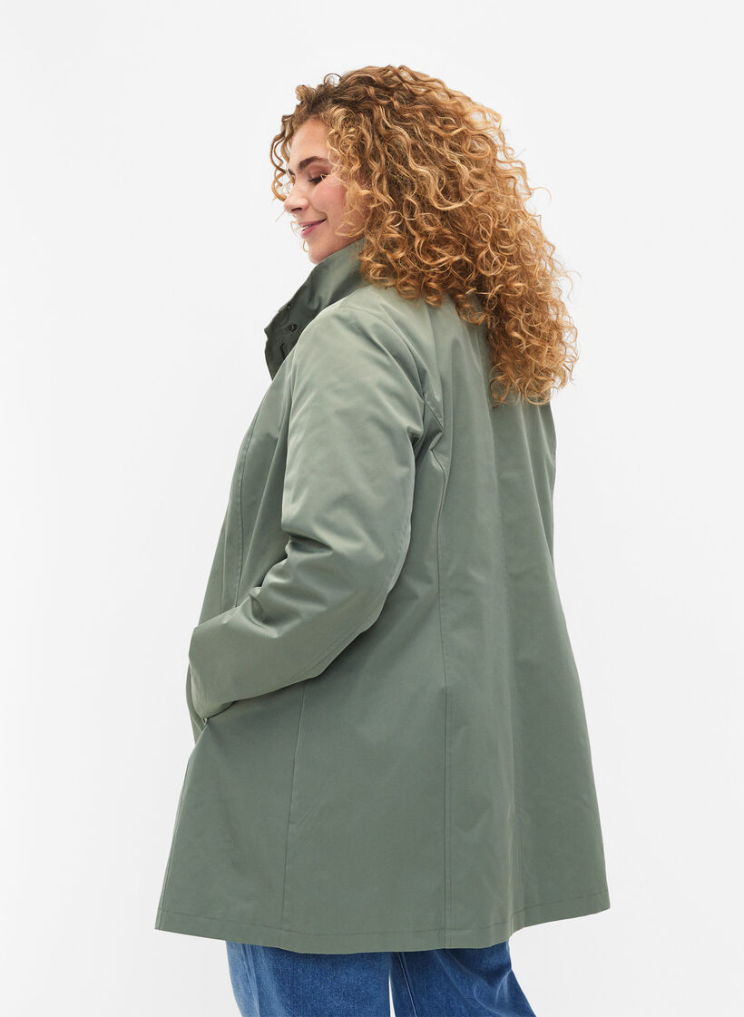 Jacke mit Taschen und hohem Kragen, Grün, Model image number 2