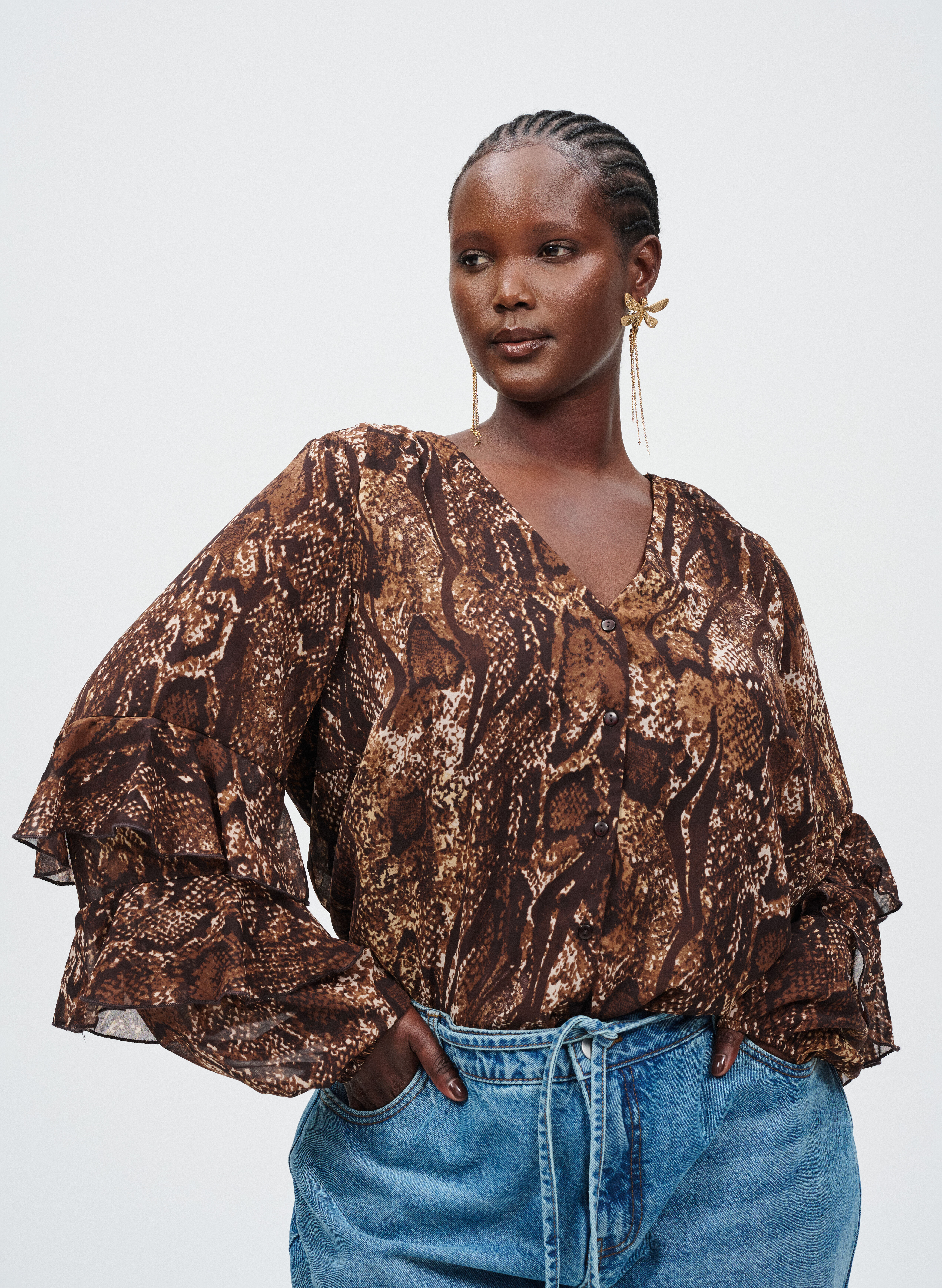Zizzi Bluse mit R&uuml;schen, , Model