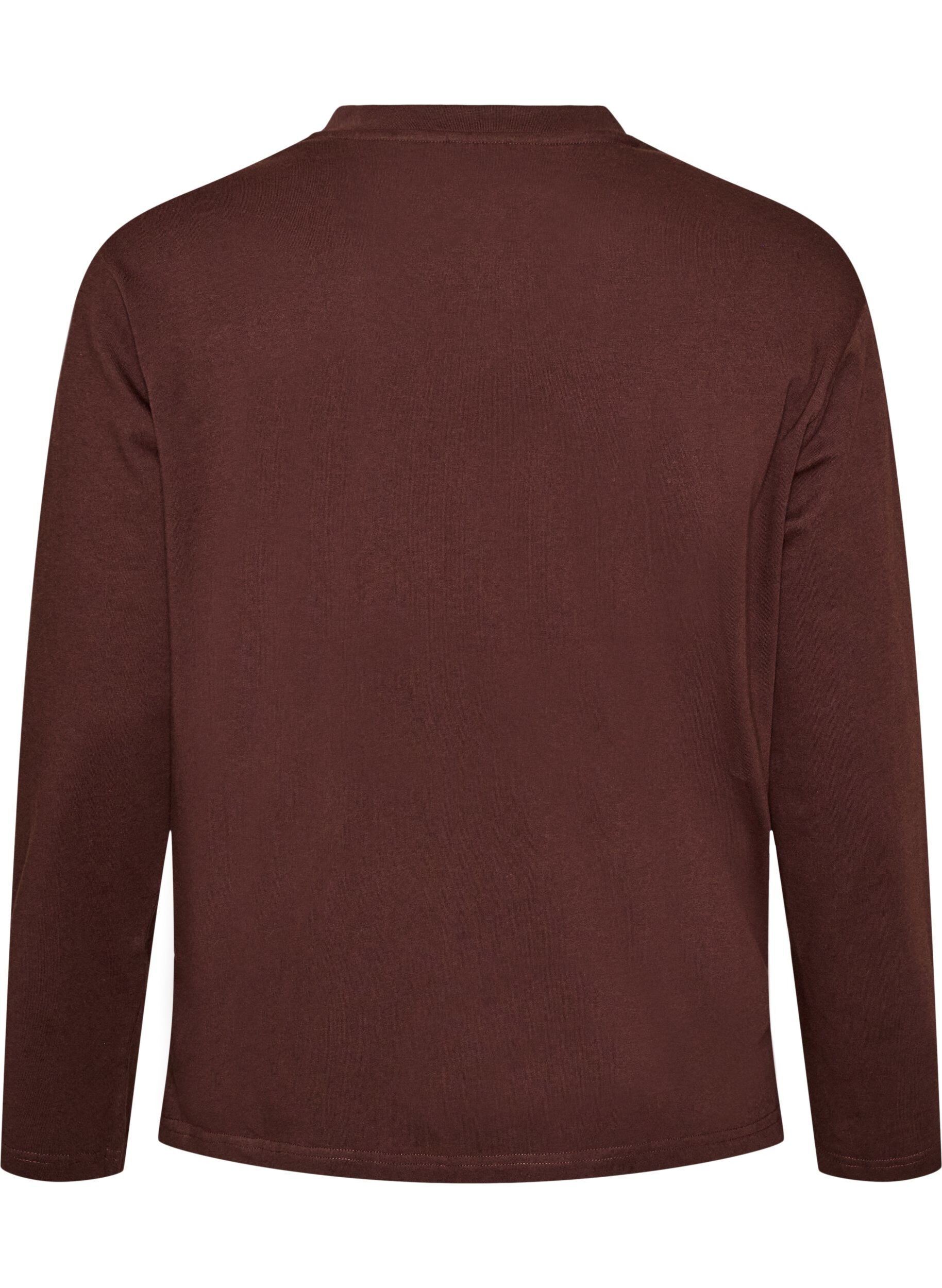 ZizziBasic T-Shirt mit langen &Auml;rmeln, Braun, Packshot image number 1