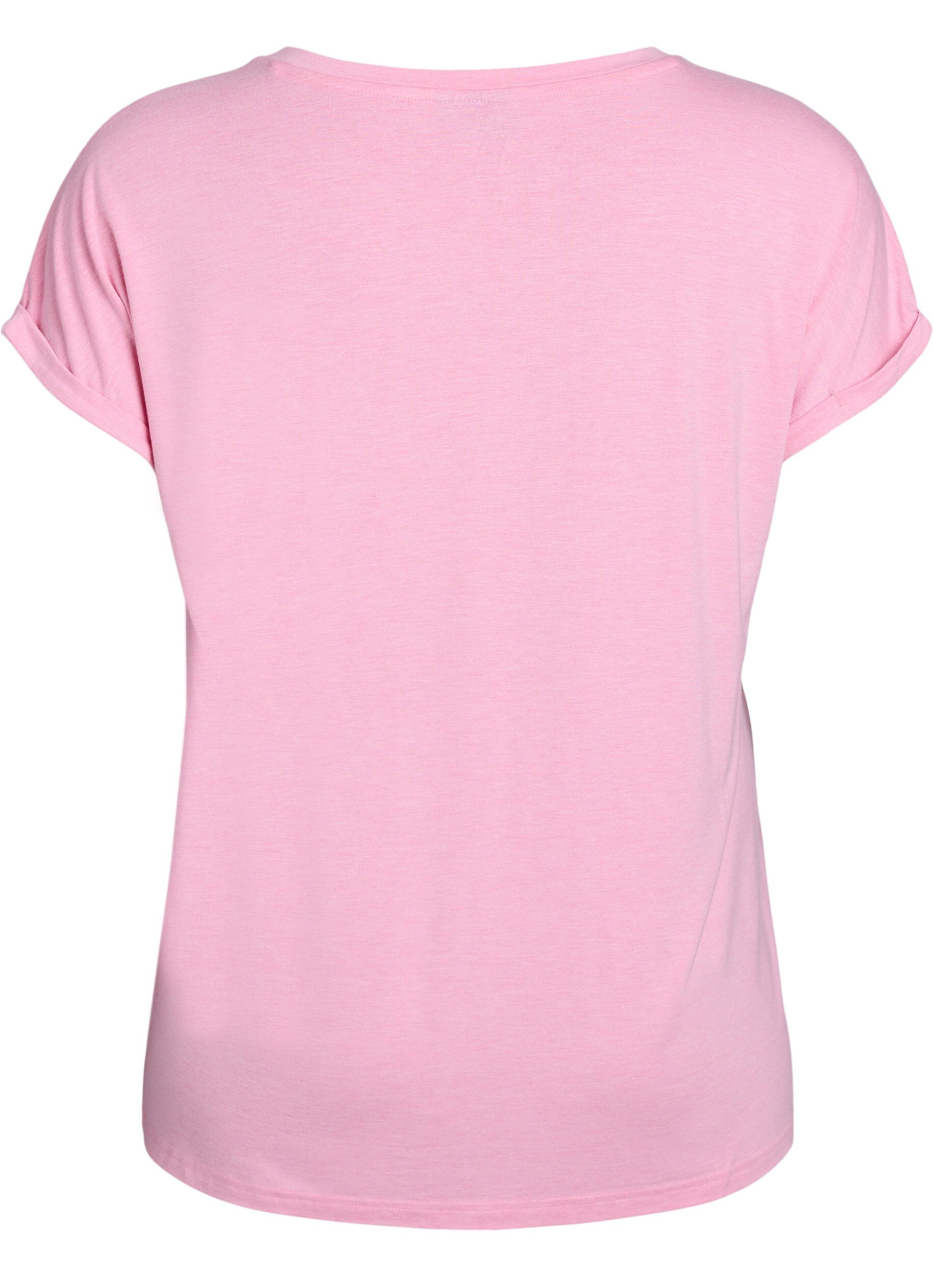 Zizzi Lockeres T-Shirt mit Rundhalsausschnitt, Pink, Packshot image number 1