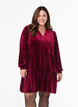 Kurzes Kleid aus Velours mit R&uuml;schenkragen und langen &Auml;rmeln, Rot, Model image number 0