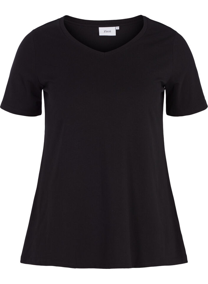Einfarbiges basic T-Shirt aus Baumwolle, Black, Packshot image number 0