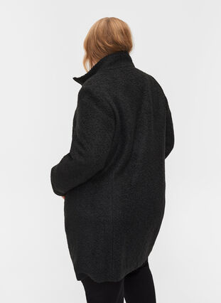 Mantel mit Wolle und Reißverschluss, Black, Model image number 1