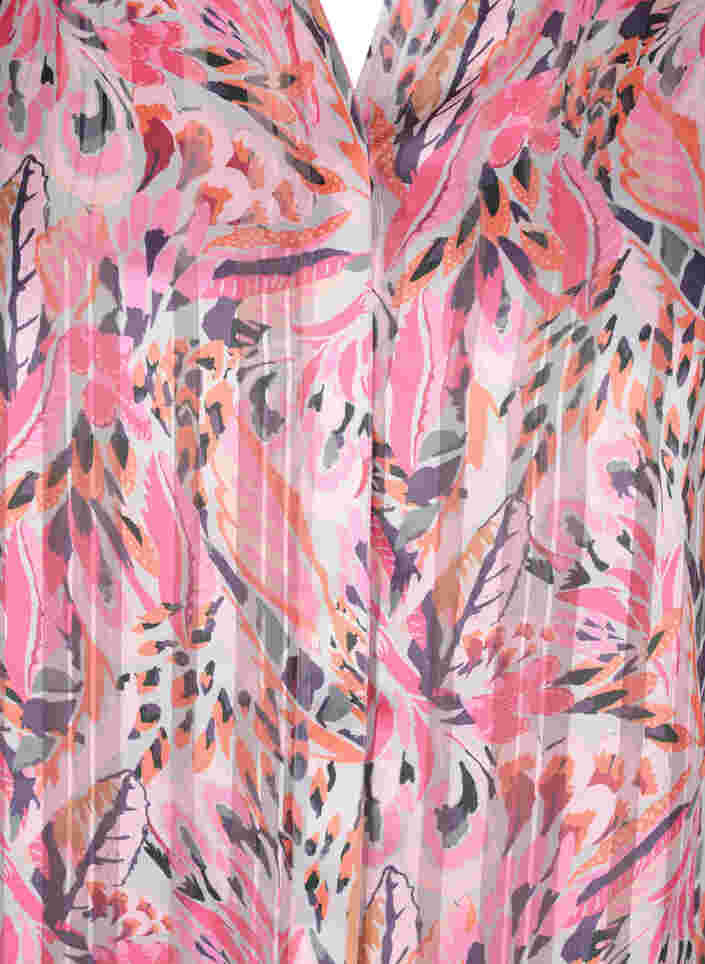 Tunika mit Blumenprint, V-Ausschnitt und langen Ärmeln, Pink Feather, Packshot image number 2