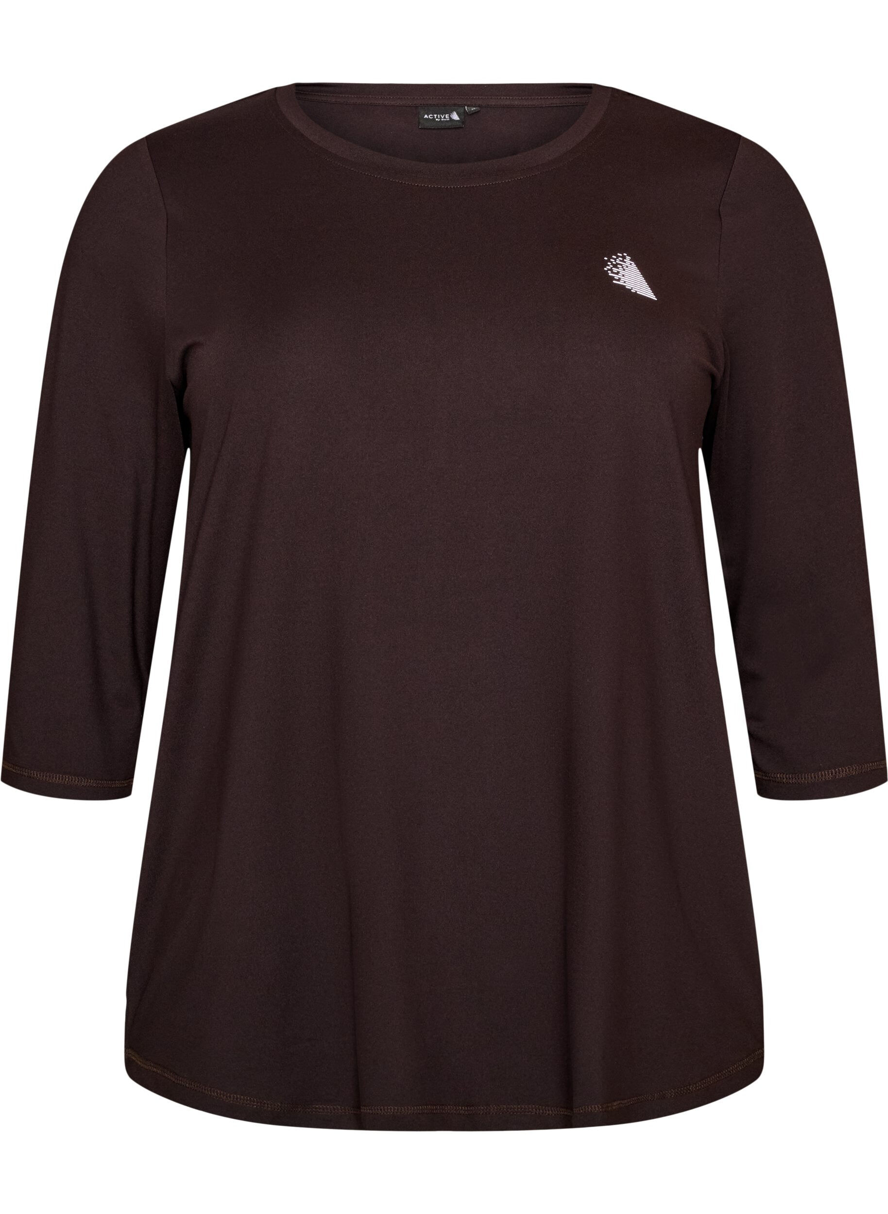 ZizziTrainingsshirt mit 3/4-&Auml;rmeln, Brown, Packshot image number 0