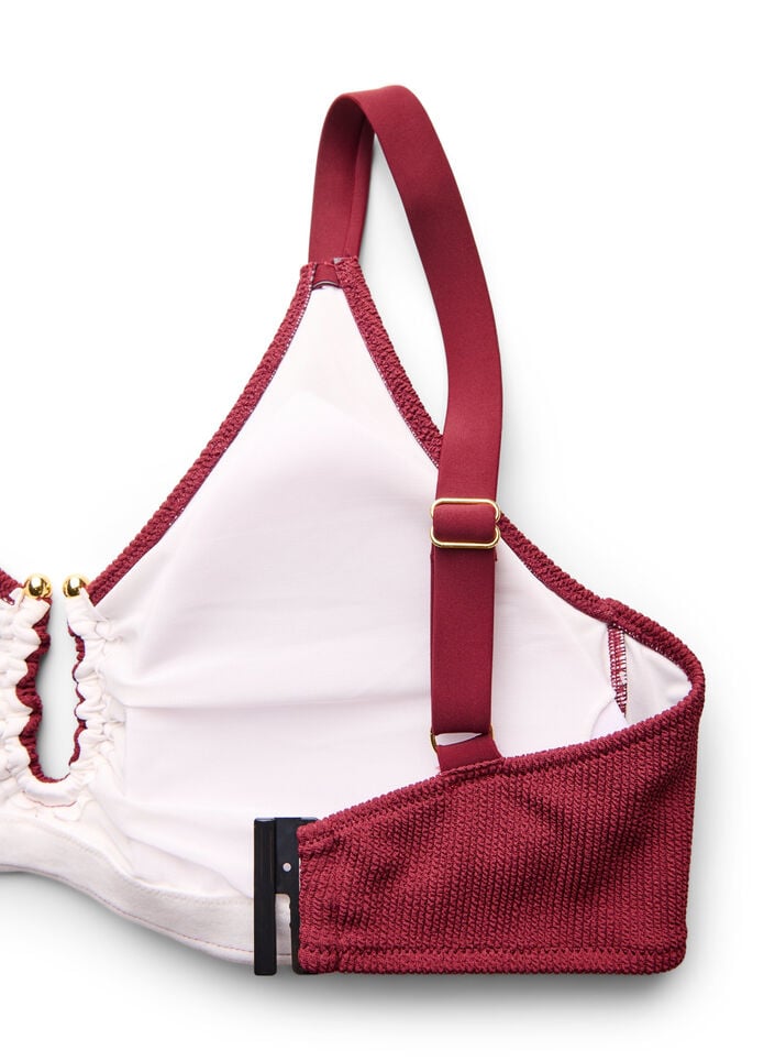 Strukturiertes Bikini Top mit Golddetail, Rot, Packshot