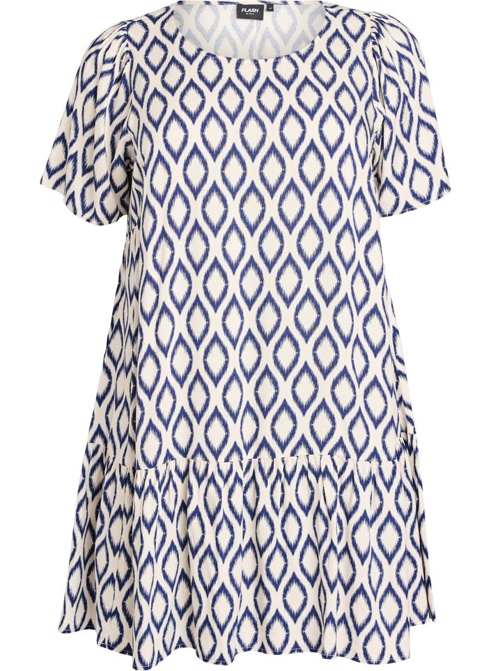 Kleid aus Viskose mit Schnittlinie, Blau, Packshot image number 0