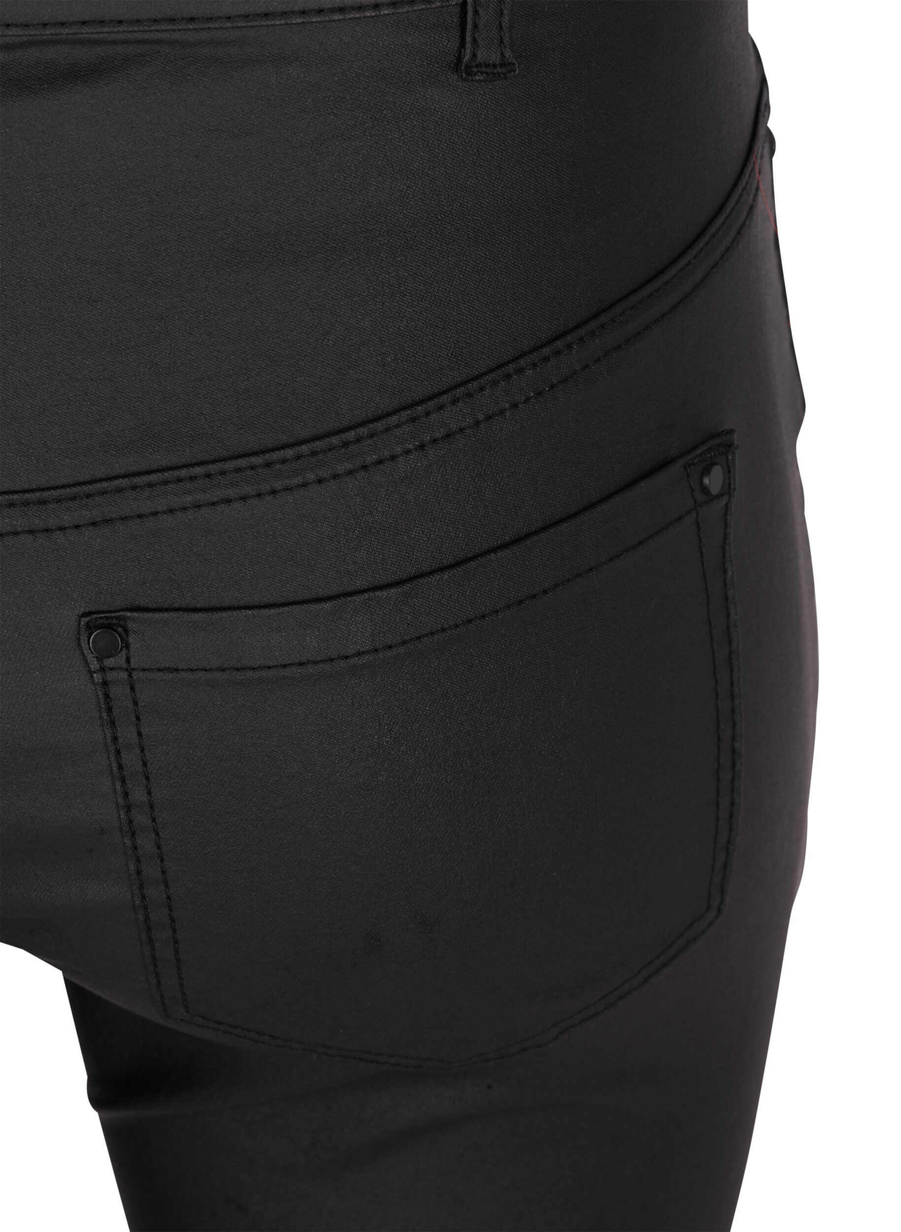 Zizzi Coated Amy Jeans , Black coated, Packshot image number 3