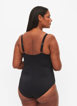 Gepolsterter Badeanzug mit Drapierungen, Black, Model image number 1