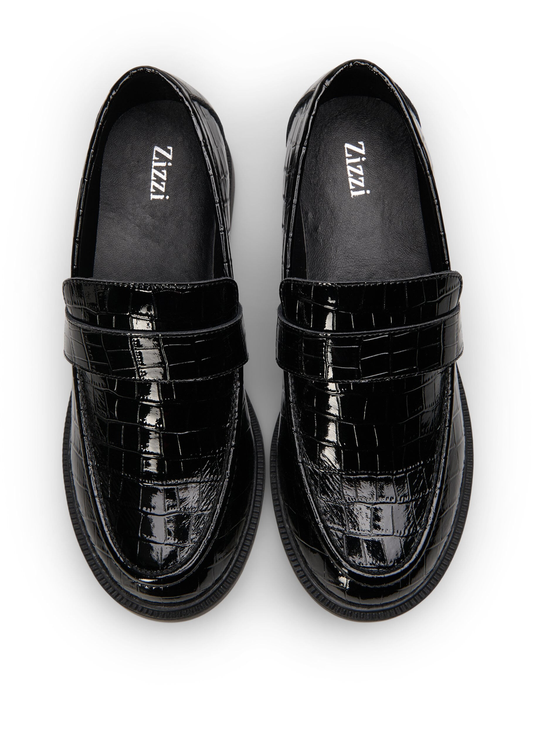 Zizzi Krokodil-Halbschuhe aus Leder mit breiter Passform, Black, Packshot image number 2