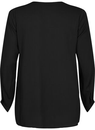 Einfarbiges Hemd mit V-Ausschnitt, Black, Packshot image number 1