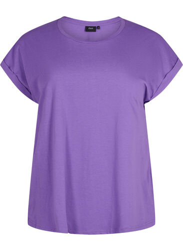 Kurzärmeliges T-Shirt aus Baumwollmischung, Deep Lavender, Packshot image number 0