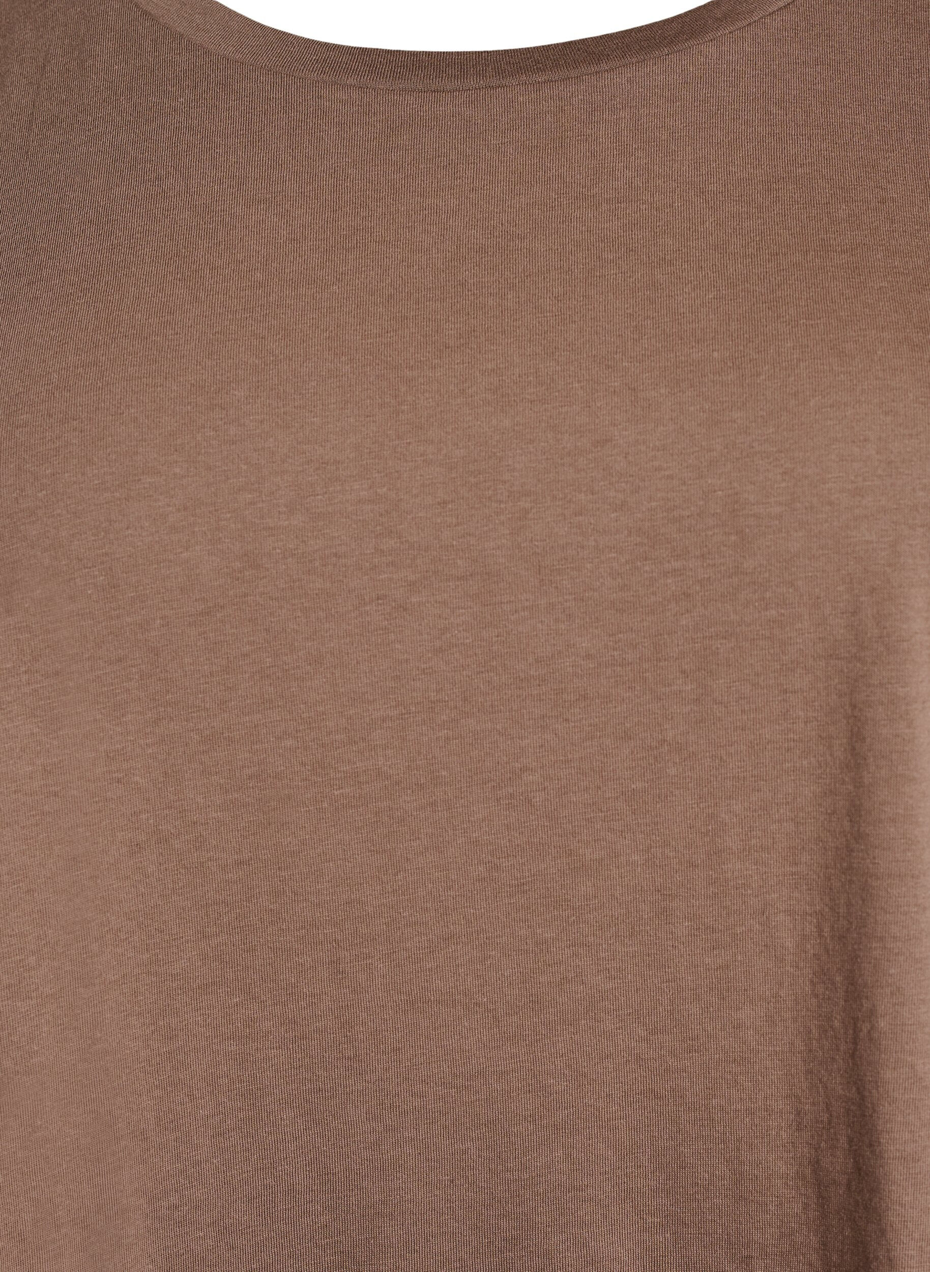 ZizziKurz&auml;rmliges T-Shirt aus einer Baumwollmischung, Braun, Packshot image number 2