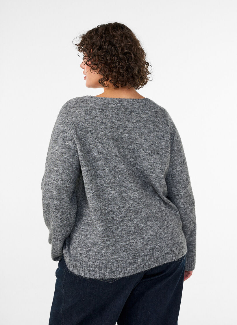 Lockerer Pullover mit Rundhalsausschnitt, Grau, Model image number 2