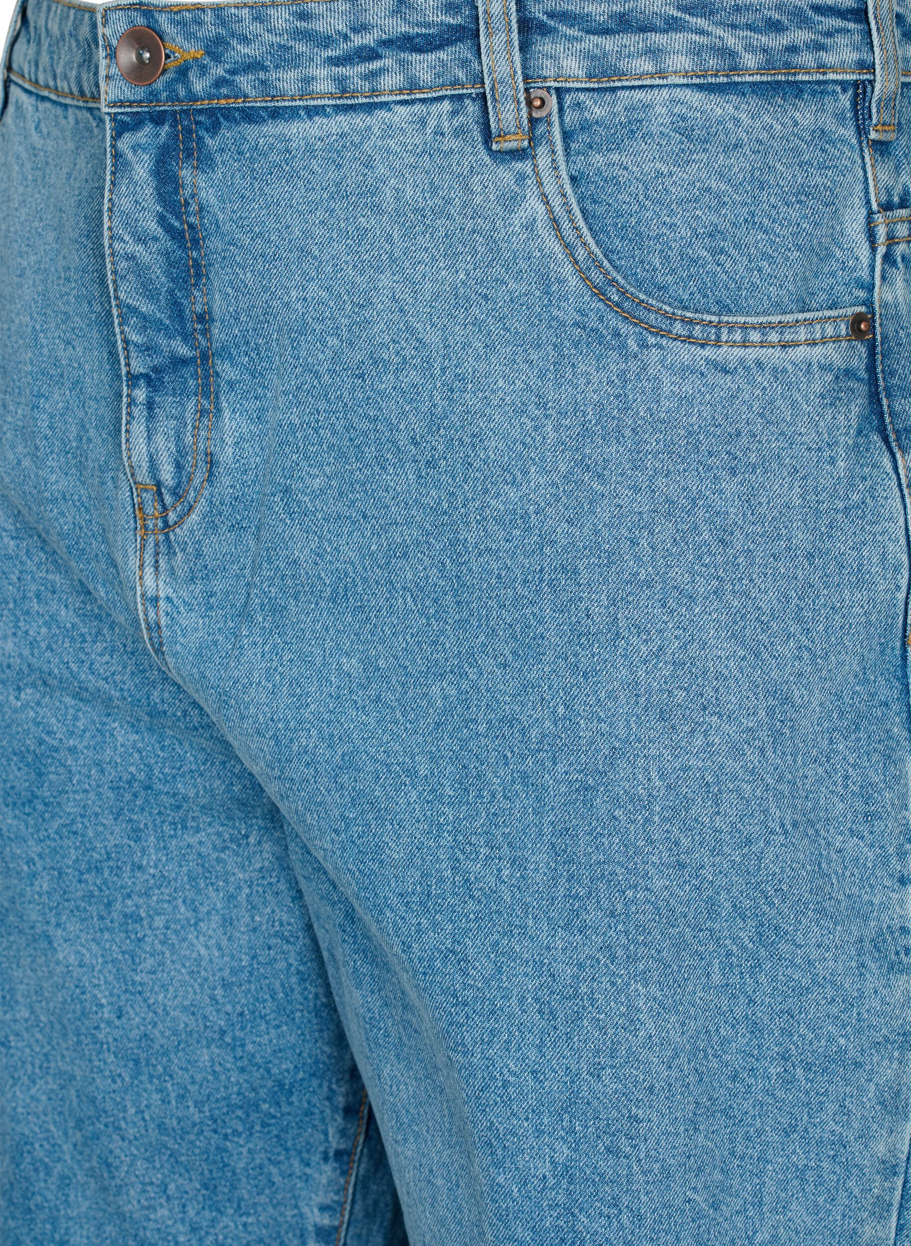 Zizzi Cropped Mille Jeans mit hoher Taille, Light blue denim, Packshot image number 2