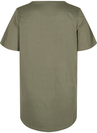 T-Shirt aus Baumwolle mit V-Ausschnitt und Knöpfen, Thyme, Packshot image number 1