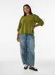 Strickbluse mit Knopfleiste, Gr&uuml;n, Model image number 1
