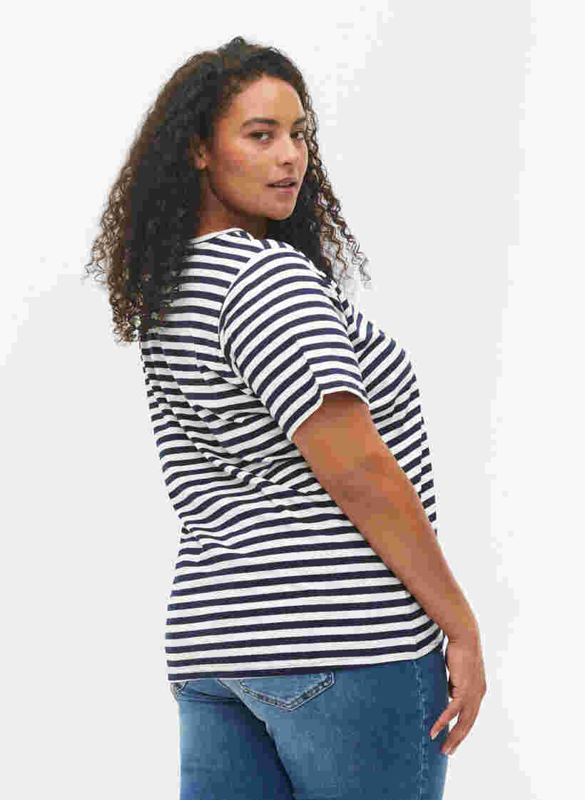 2er-Pack basic T-Shirts aus Baumwolle, Navy/Navy Stripe, Model image number 1
