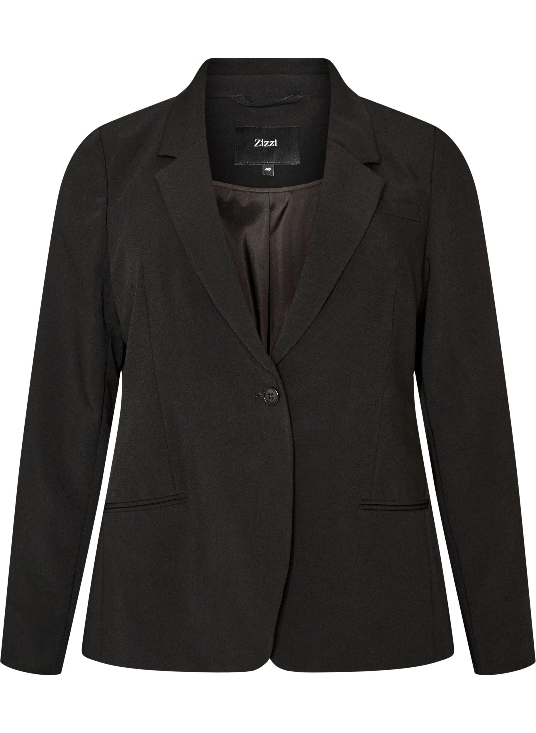 ZizziKlassischer Blazer mit 1-Knopf-Verschluss, Schwarz, Packshot image number 0