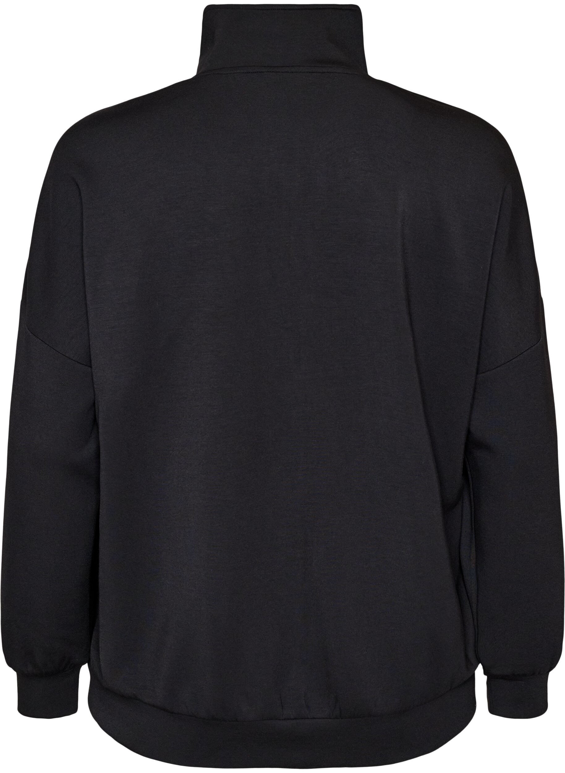 ZizziCardigan aus Jersey mit Rei&szlig;verschluss und hohem Kragen, Schwarz, Packshot image number 1