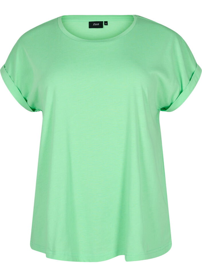 Kurz&auml;rmliges T-Shirt aus einer Baumwollmischung, Gr&uuml;n, Packshot