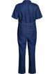 Denim-Jumpsuit mit kurzen &Auml;rmeln und Bindeg&uuml;rtel, Blau, Packshot image number 1