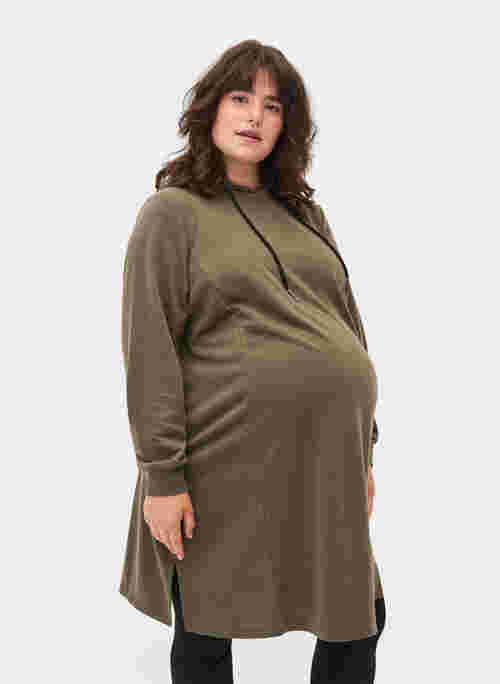 Schwangerschaftskleid aus Sweat mit Kapuze