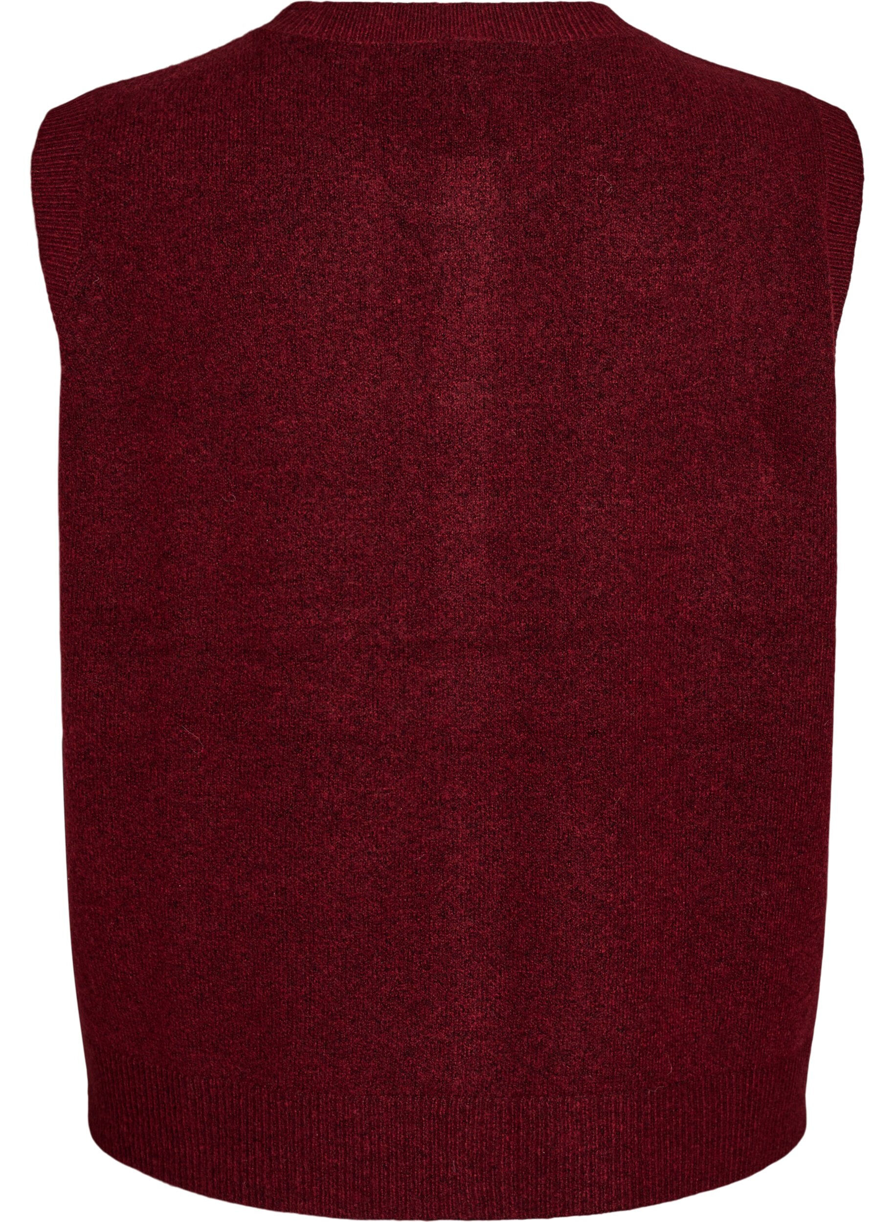 ZizziStrickweste mit dekorativen Kn&ouml;pfen, Dunkles Bordeaux, Packshot image number 1