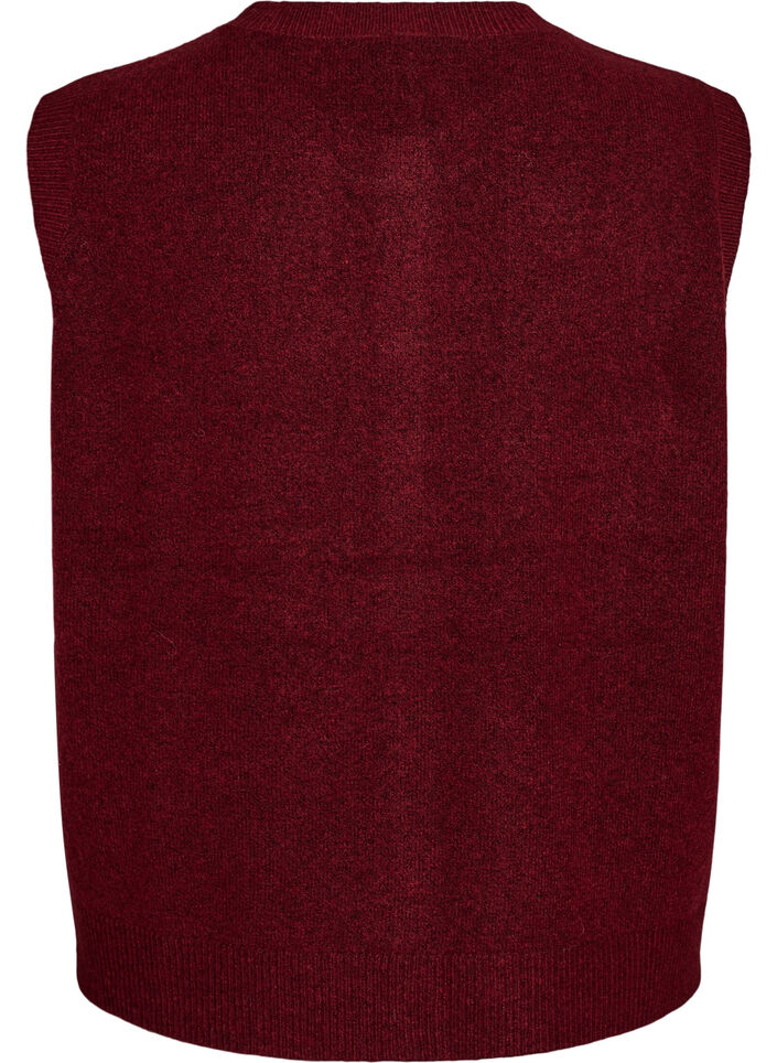 Strickweste mit dekorativen Kn&ouml;pfen, Dunkles Bordeaux, Packshot image number 1