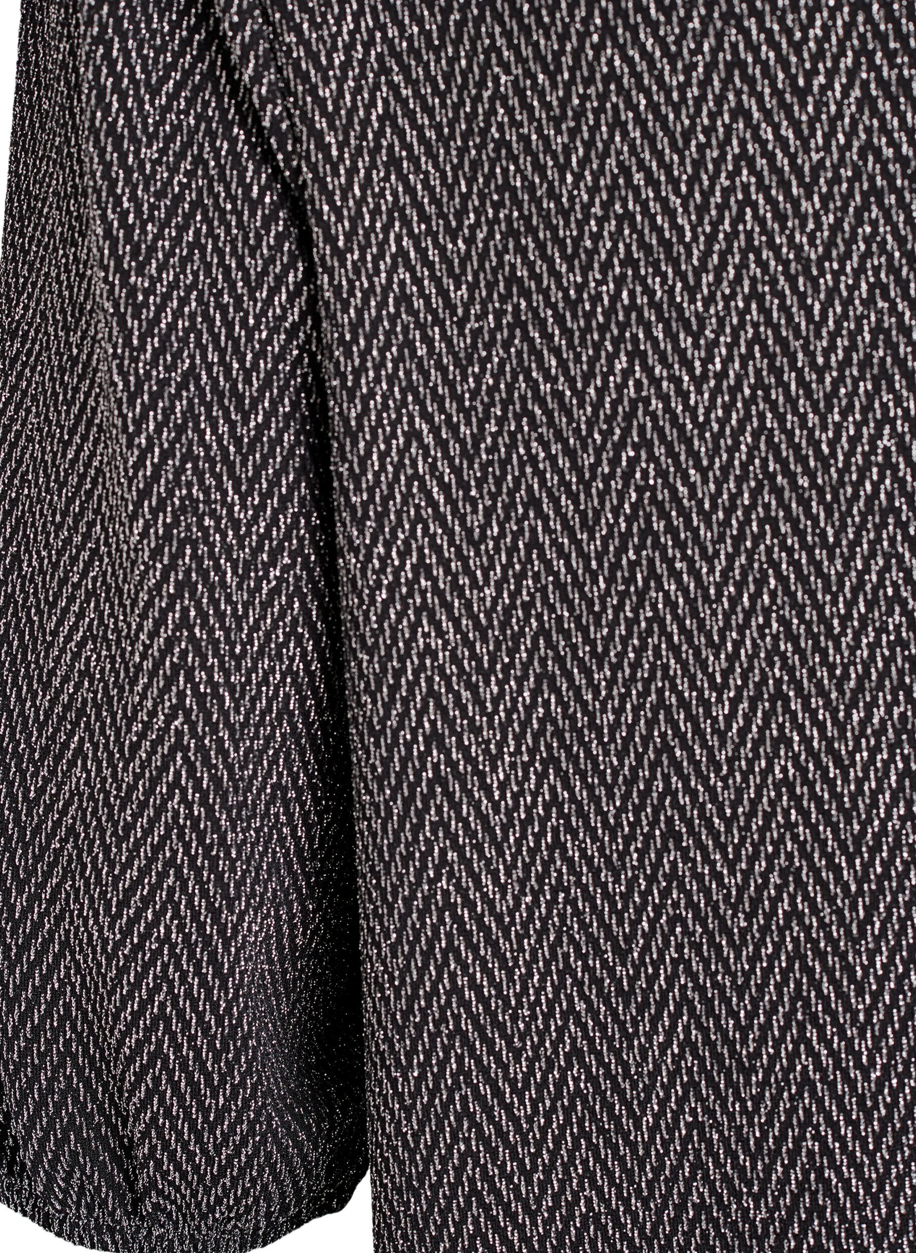 Zizzi Bluse mit Glitzermuster und 3/4-&Auml;rmeln, Schwarz, Packshot image number 3