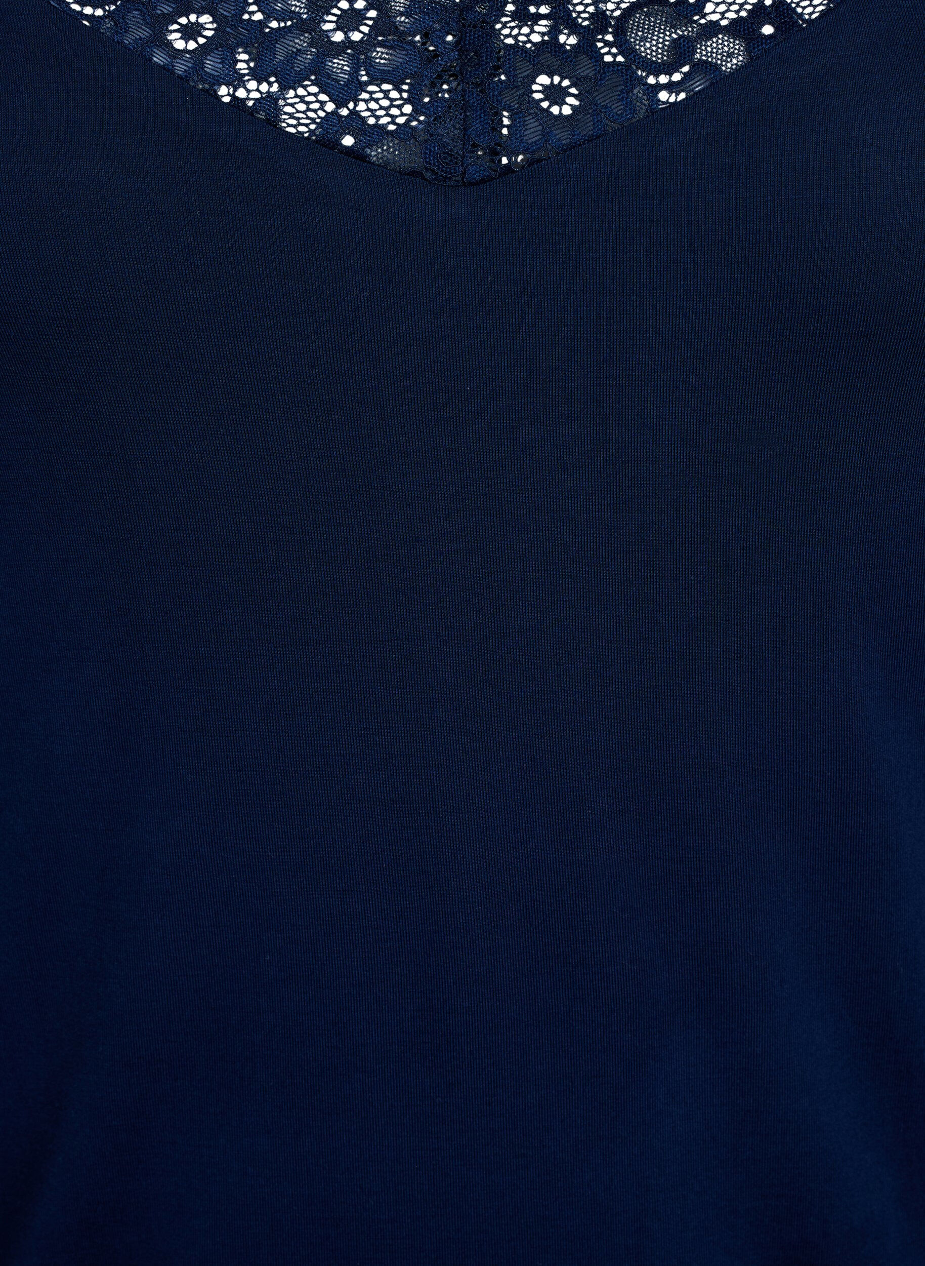 ZizziTop aus Viskose mit Spitze, Blau, Packshot image number 2