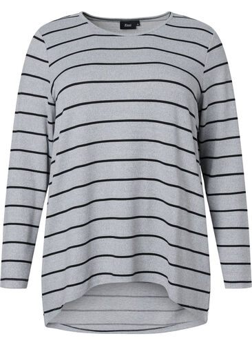 Gemusterte Bluse mit langen Ärmeln, LGM Stripe, Packshot image number 0