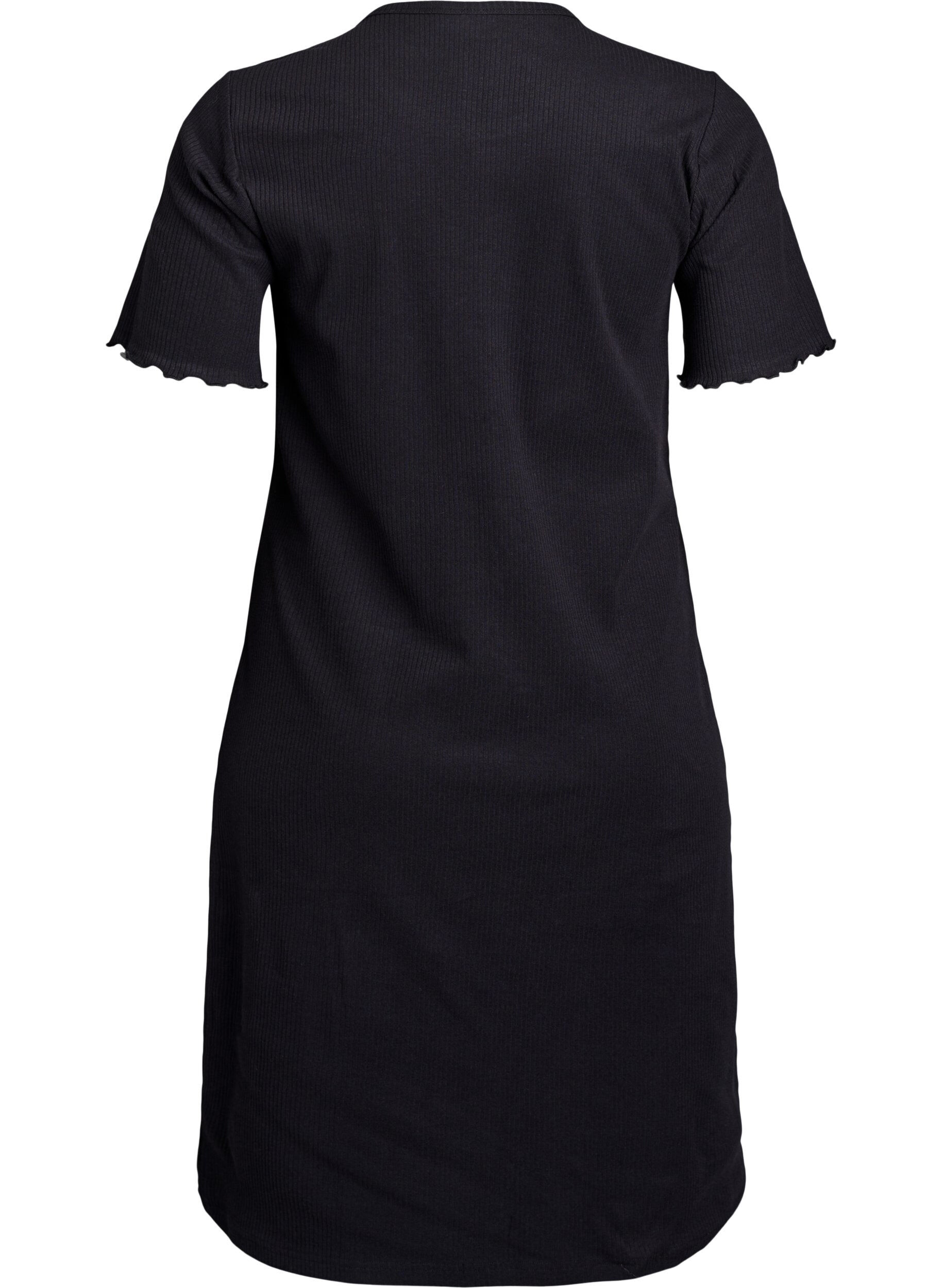 Zizzi T-Shirtkleid aus geripptem Jersey in Kniel&auml;nge, Schwarz, Packshot image number 1