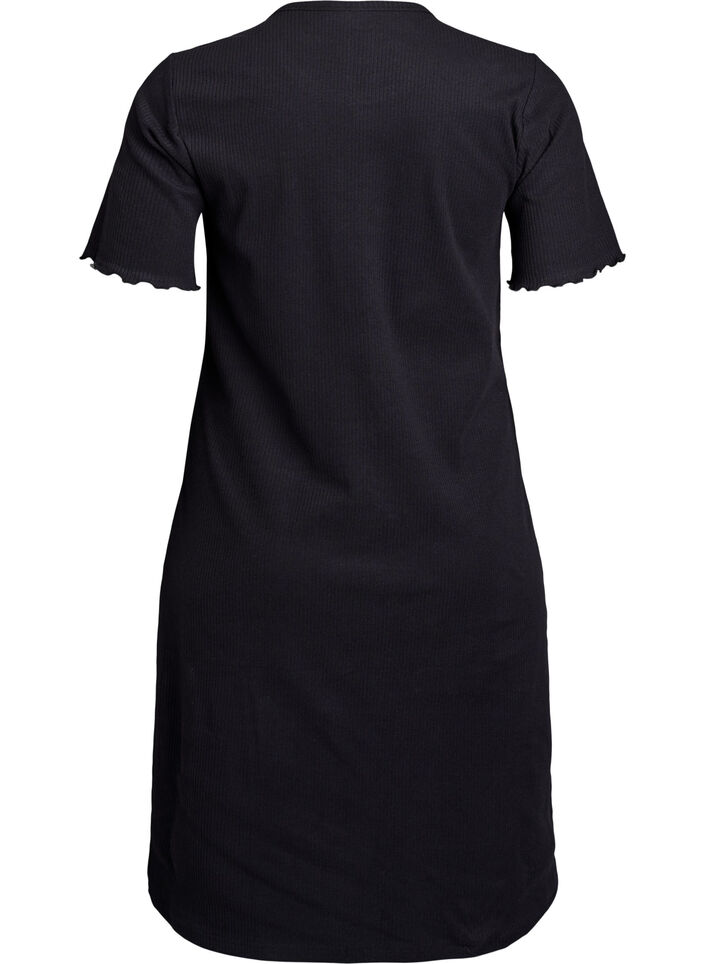 T-Shirtkleid aus geripptem Jersey in Knielänge, Schwarz, Packshot image number 1