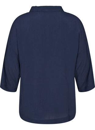 Hemdbluse aus Viskose mit 3/4-Ärmeln, Navy Blazer, Packshot image number 1