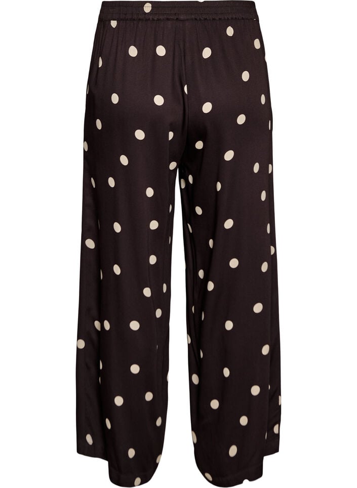Hose aus Viskose mit Polka Dots und weitem Bein, Braun, Packshot