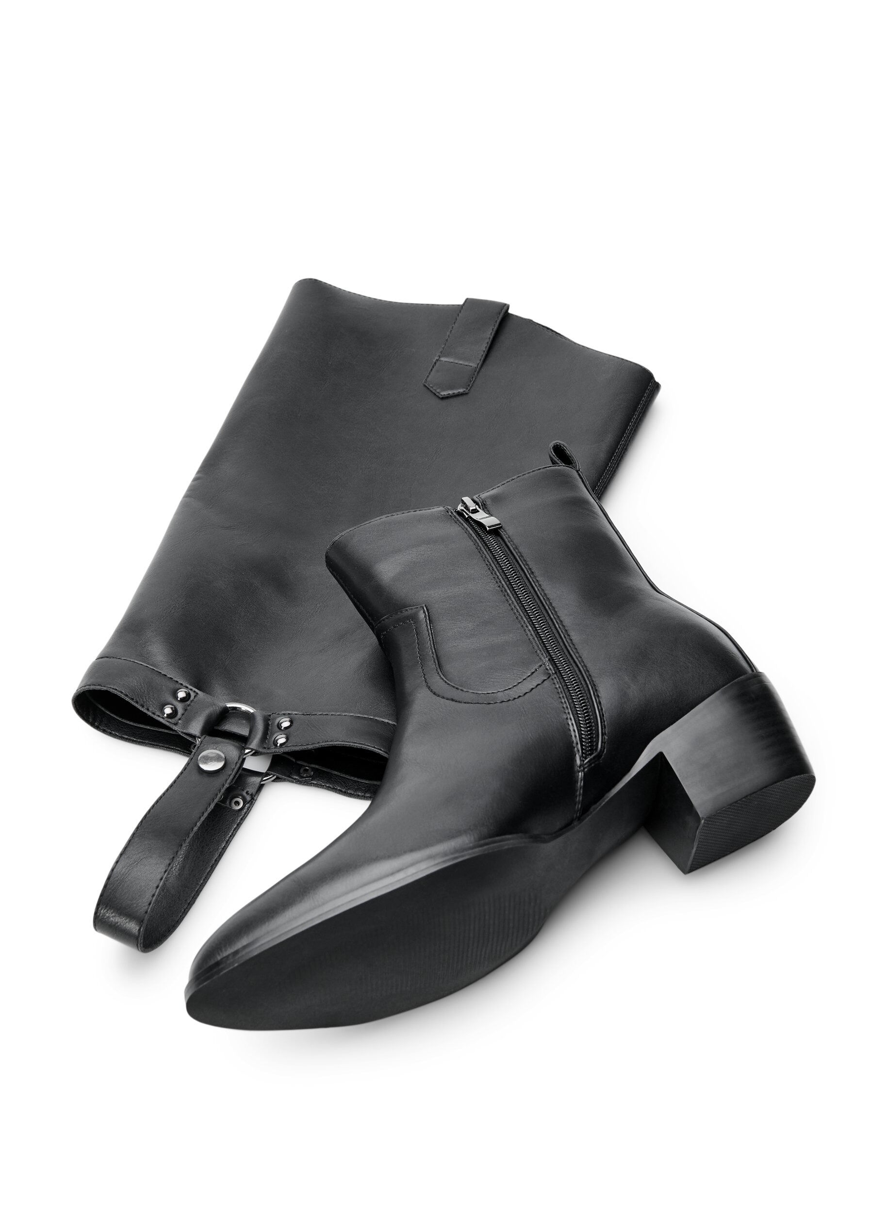 ZizziLangschaftstiefel mit abnehmbarem Schaft, Schwarz, Packshot image number 4