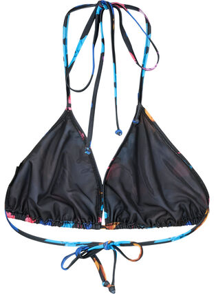 Triangel-Bikini-BH mit Muster, Black Flower AOP, Packshot image number 1