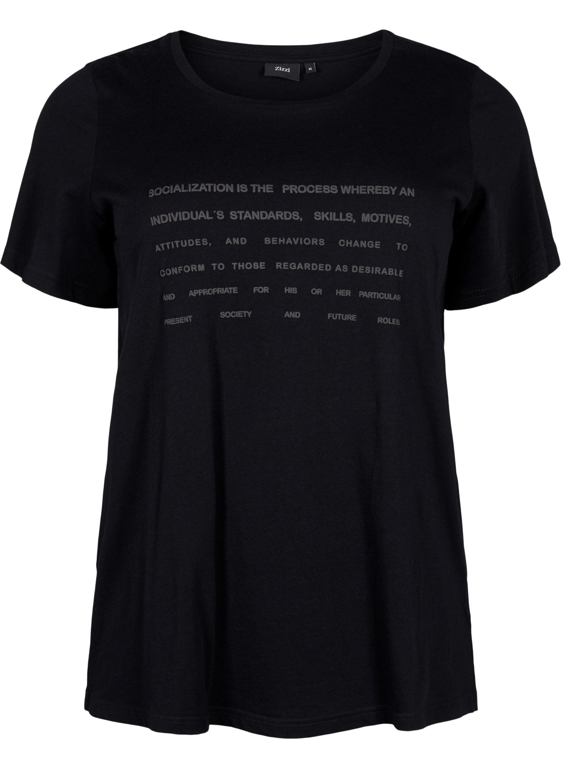 Zizzi T-Shirt mit Text-Motiv, Black W. Black, Packshot image number 0
