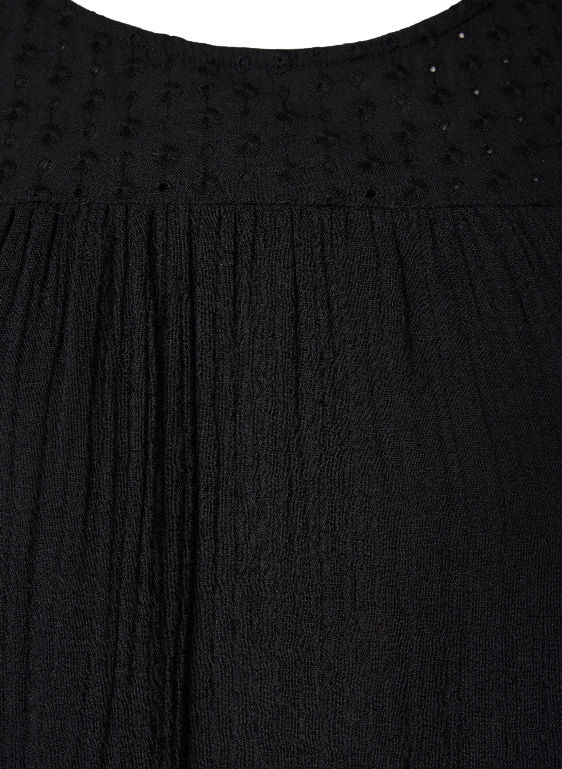 Zizzi &Auml;rmelloses Midikleid aus Baumwolle, Black, Packshot image number 2